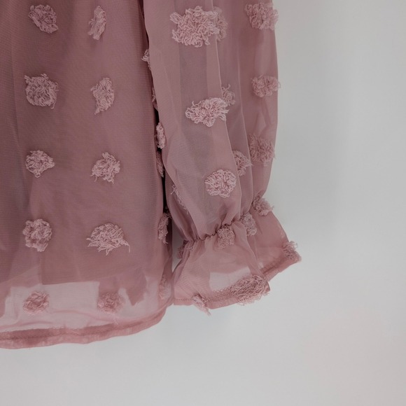 Maternity‎ Pink Ruffled Smocked Blouse Size L - Picture 7 of 11